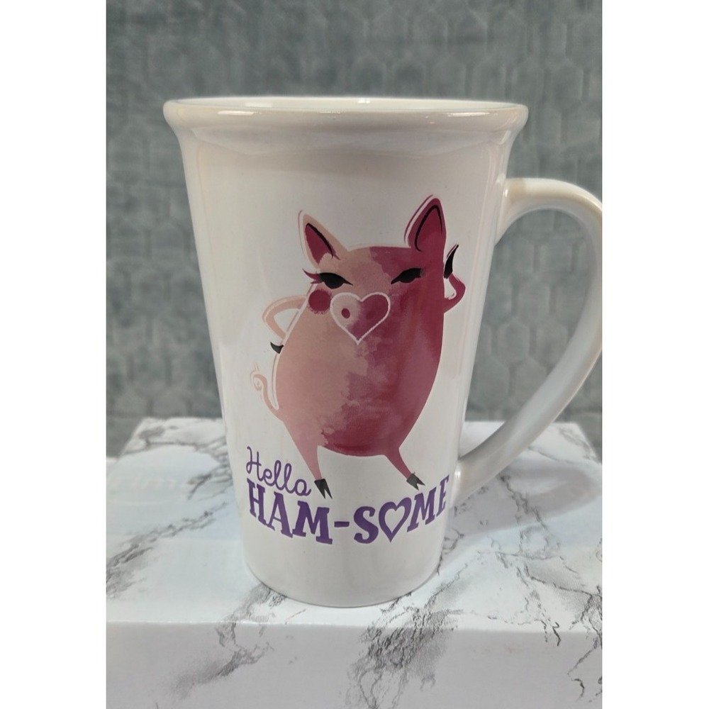 Boston Warehouse Mug Pig Figural Coffee Cup Floral Painted Pink 3D‎ Kitschy